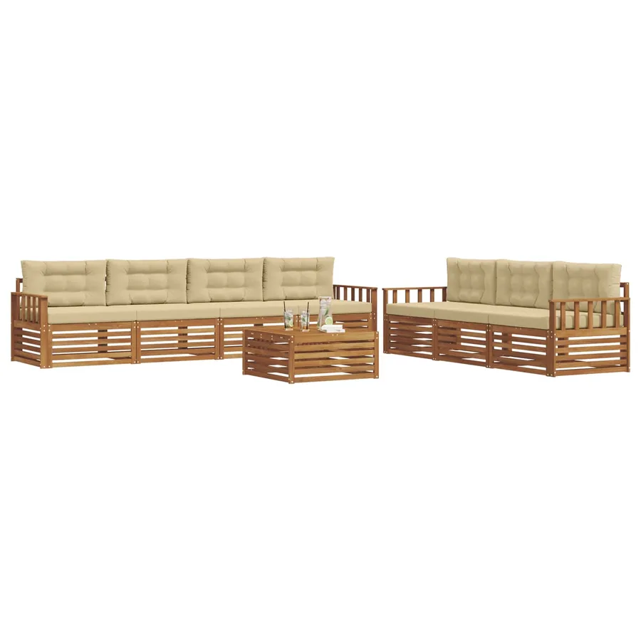Ensemble de canapés d'extérieur 8 pcs Naturel et Beige - 3