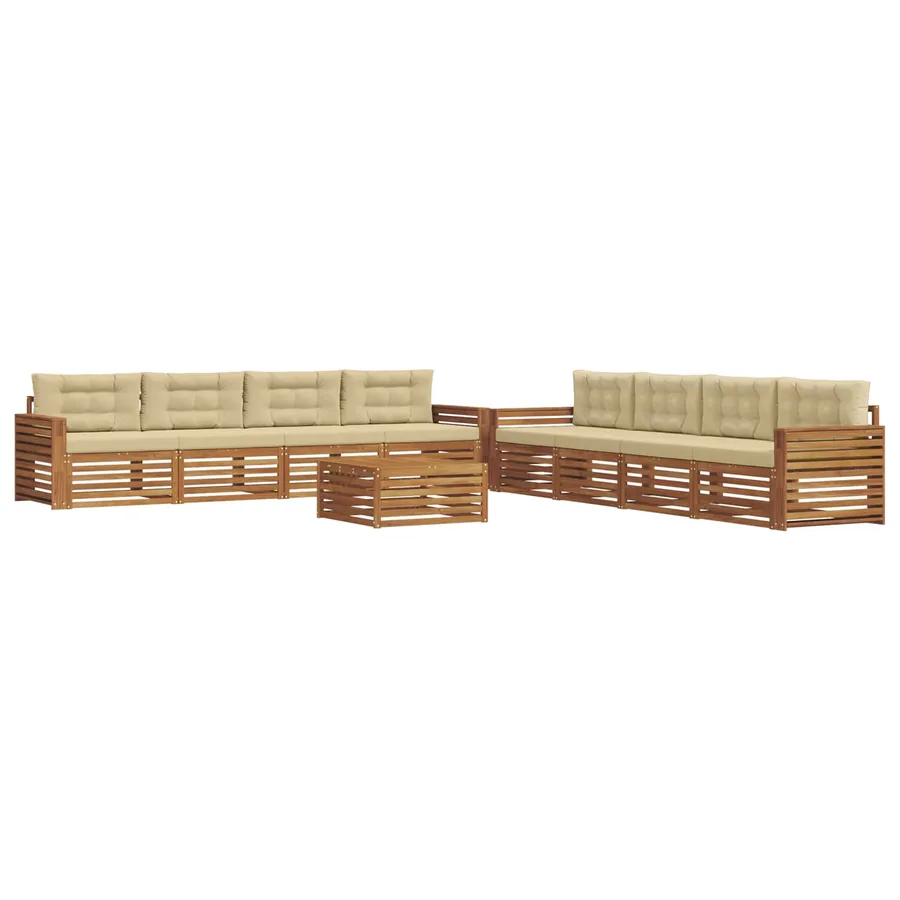 Ensemble de canapés d'extérieur 9 pcs Naturel et Beige - 2