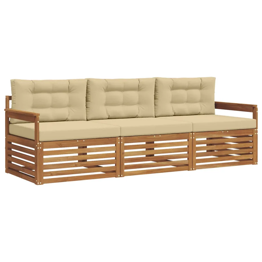 Ensemble de canapés d'extérieur 3 pcs Naturel et Beige - 2