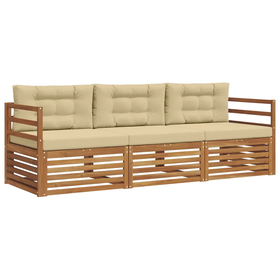 Ensemble de canapés d'extérieur 3 pcs Naturel et Beige - 2