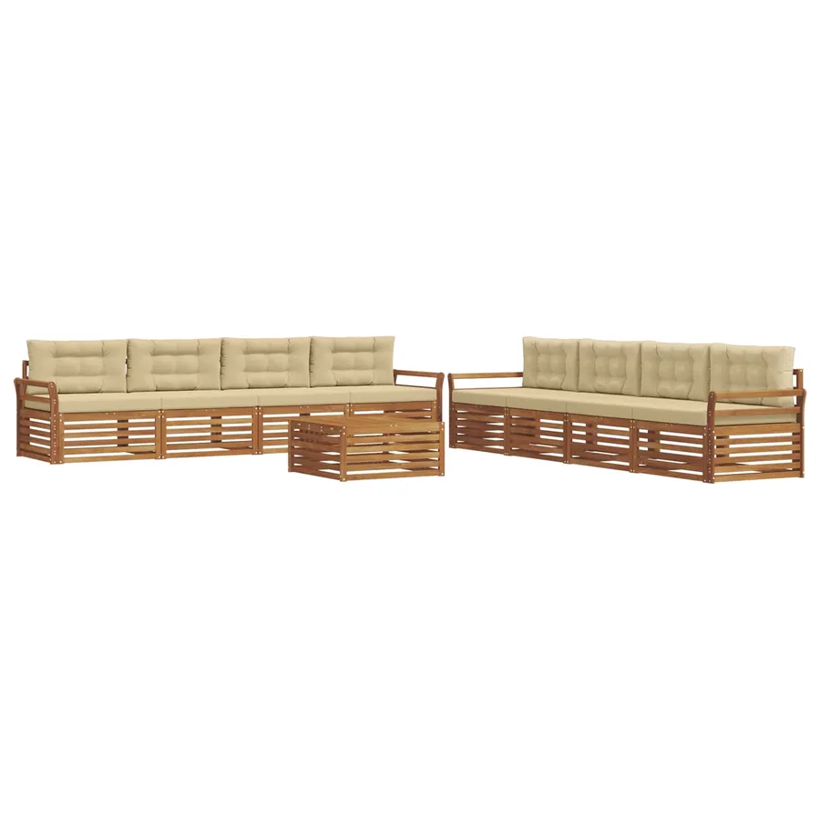 Ensemble de canapés d'extérieur 9 pcs Naturel et Beige - 2