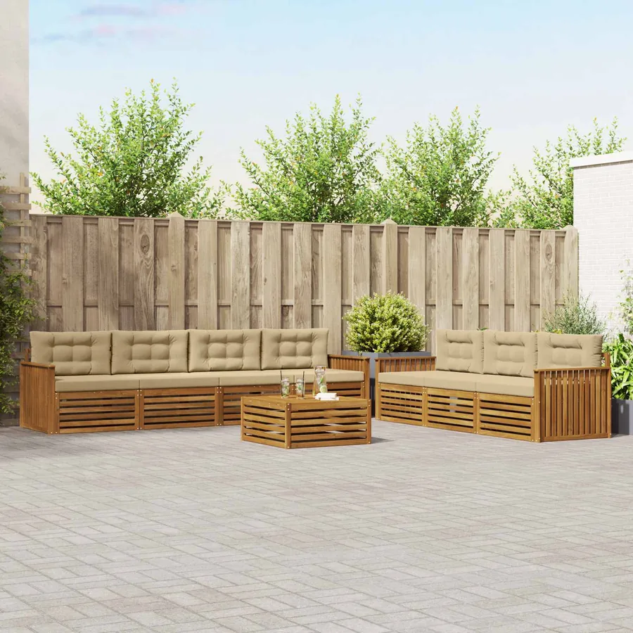 Ensemble de canapés d'extérieur 8 pcs Naturel et Beige
