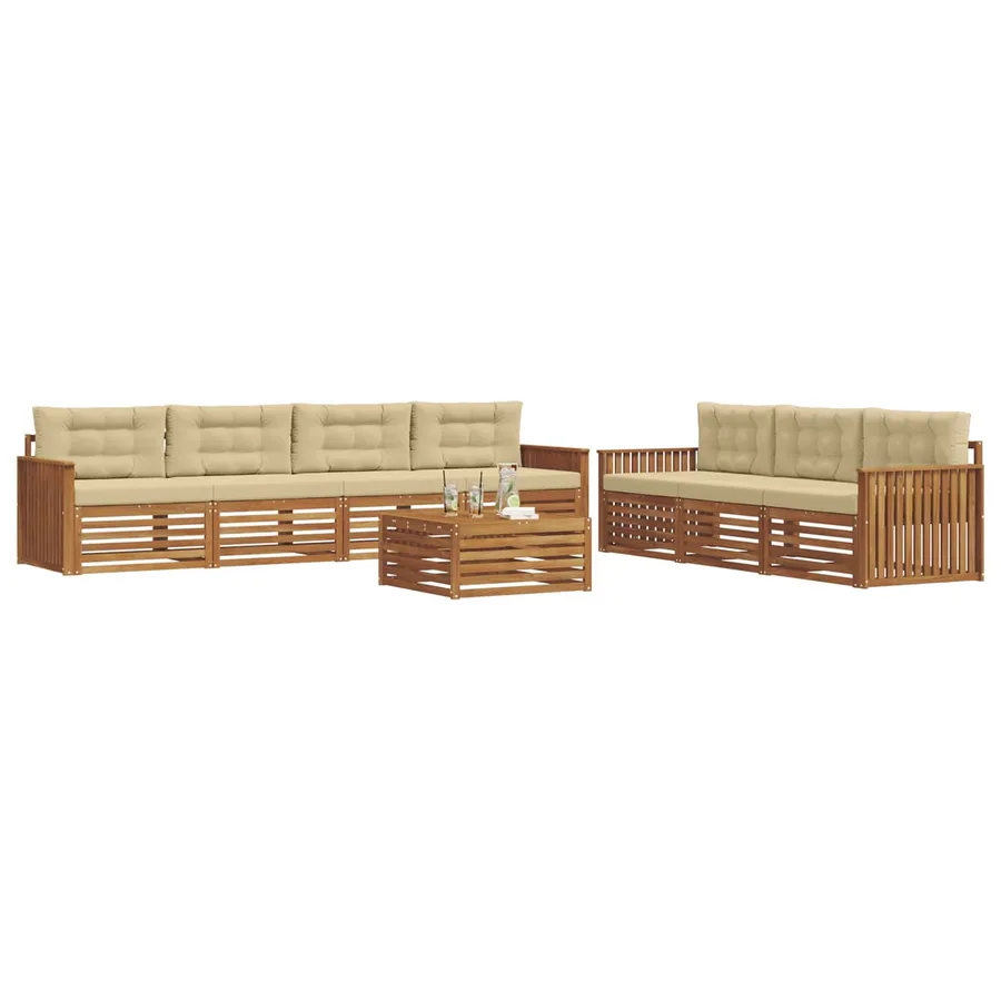 Ensemble de canapés d'extérieur 8 pcs Naturel et Beige - 3