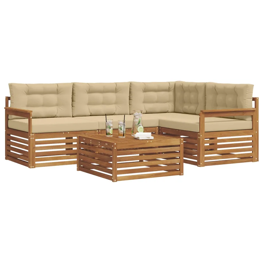 Ensemble de canapés d'extérieur 5 pcs Naturel et Beige - 3
