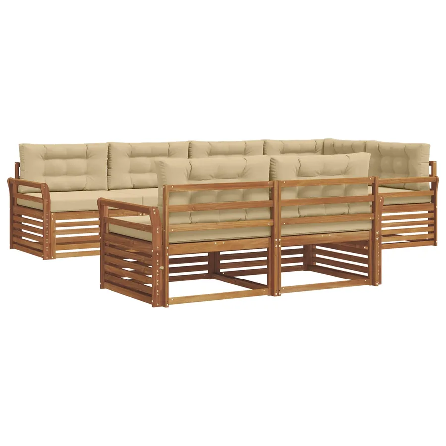 Ensemble de canapés d'extérieur 7 pcs Naturel et Beige - 2