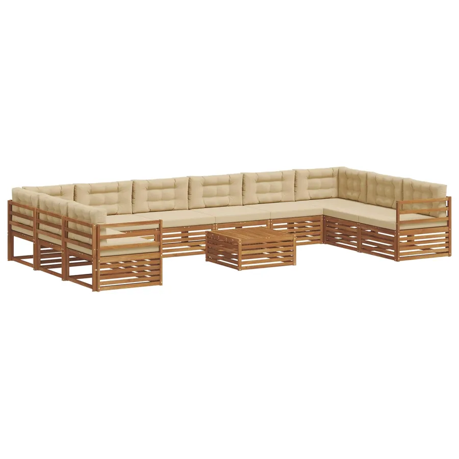 Ensembles de canapés avec coussin 11 pcs Naturel et Beige - 2