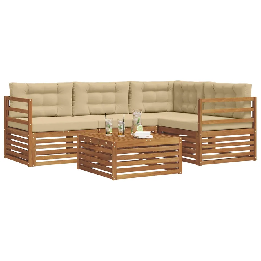 Ensemble de canapés d'extérieur 5 pcs Naturel et Beige - 3