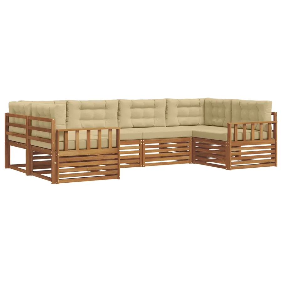 Ensemble de canapés d'extérieur 6 pcs Naturel et Beige - 2