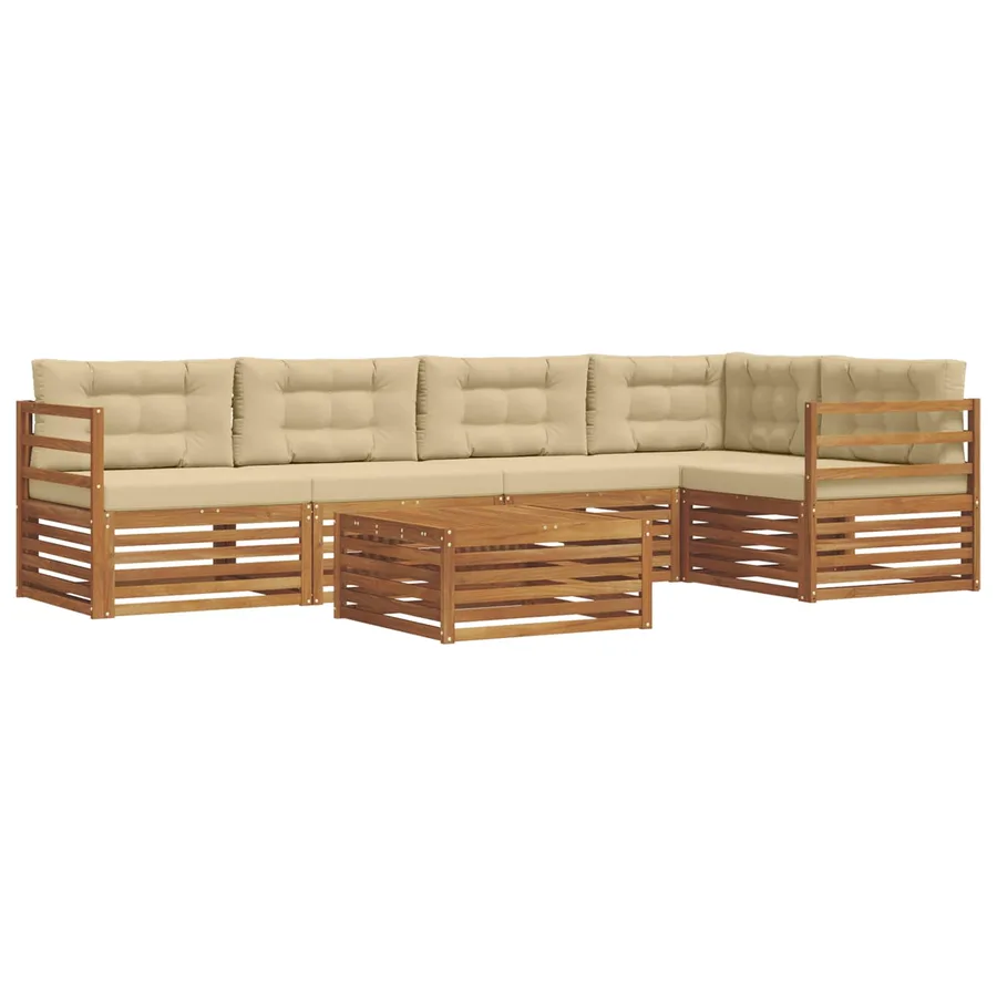 Ensemble de canapés d'extérieur 6 pcs Naturel et Beige - 2