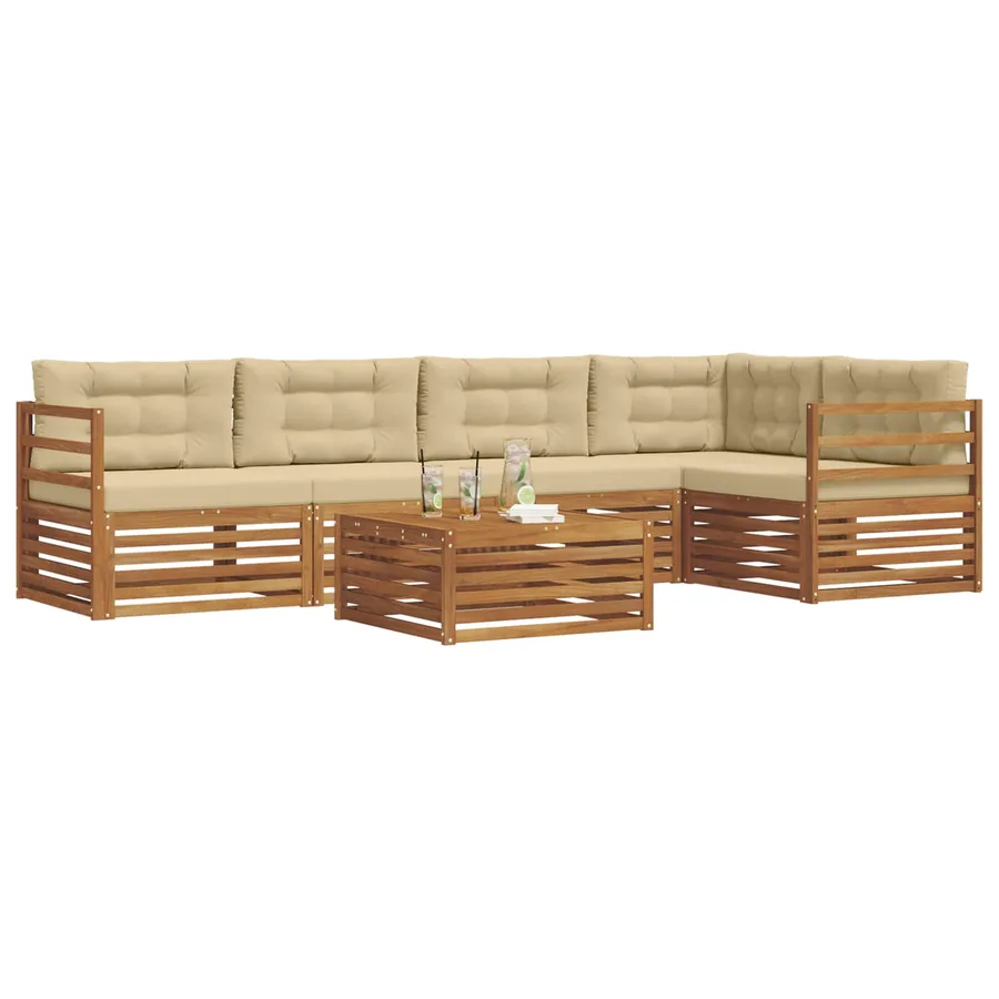 Ensemble de canapés d'extérieur 6 pcs Naturel et Beige - 3