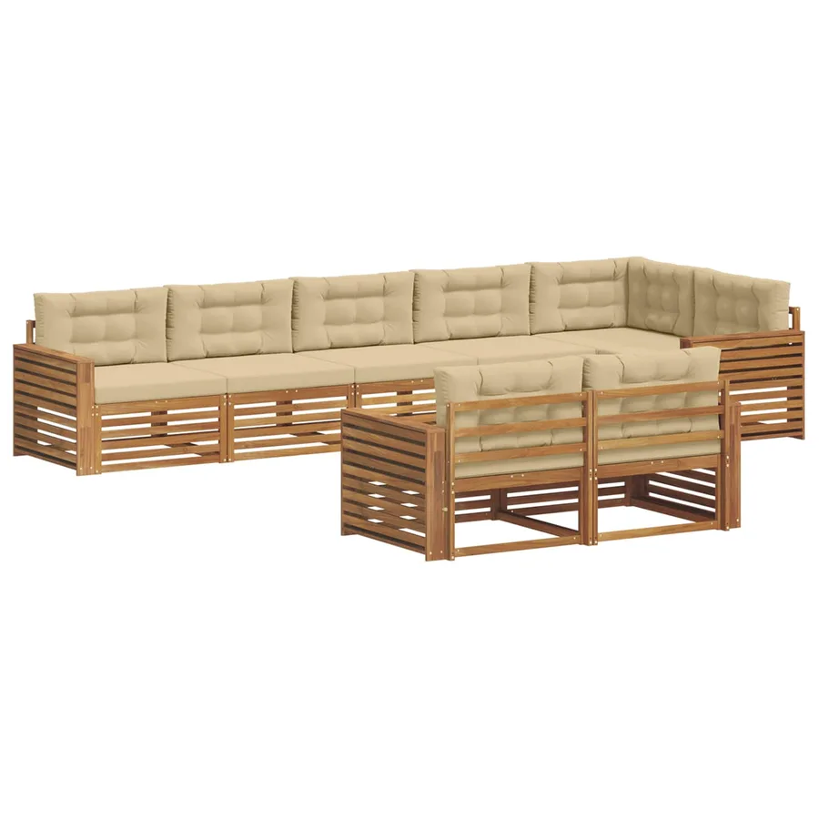 Ensemble de canapés d'extérieur 8 pcs Naturel et Beige - 2
