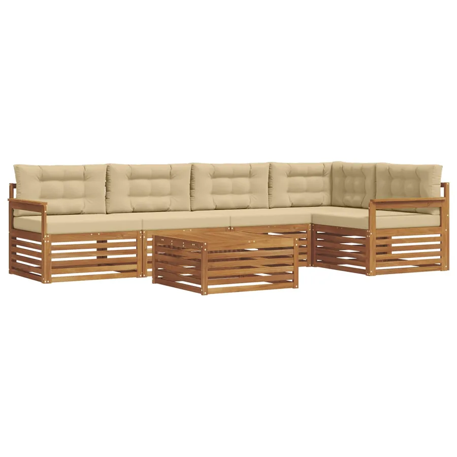 Ensemble de canapés d'extérieur 6 pcs Naturel et Beige - 2