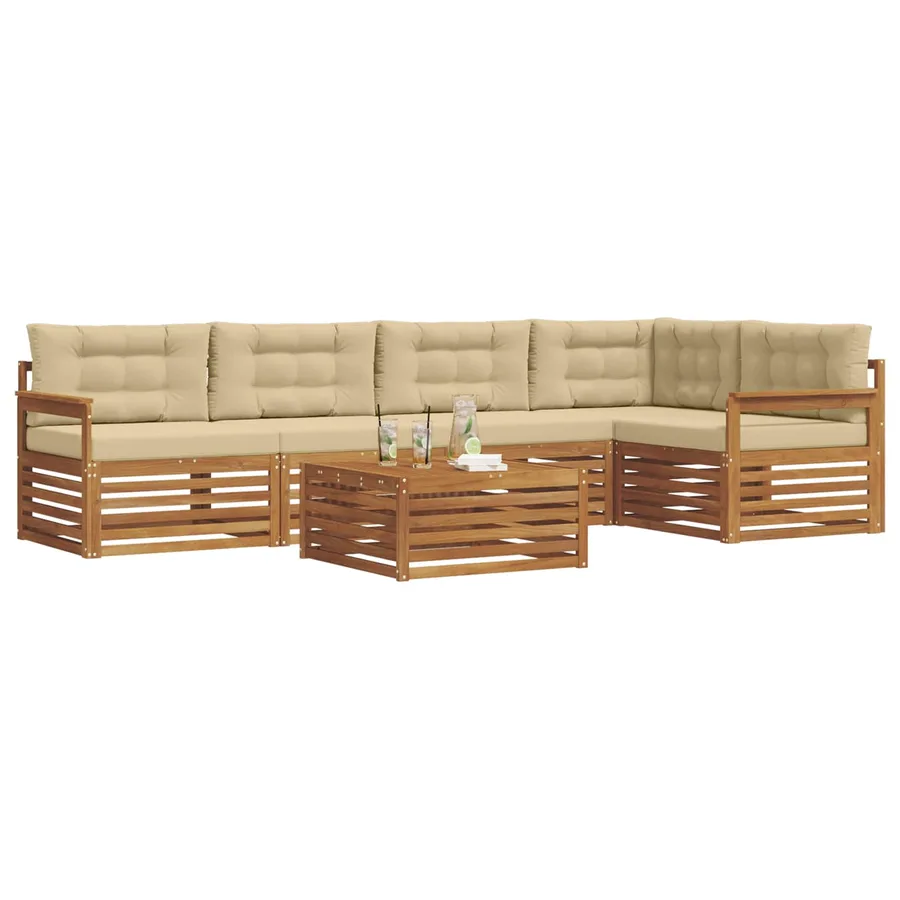 Ensemble de canapés d'extérieur 6 pcs Naturel et Beige - 3