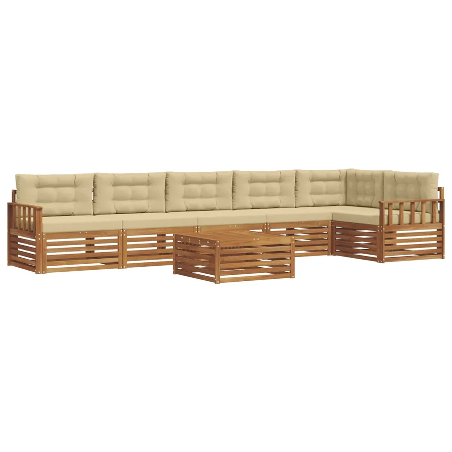 Ensemble de canapés d'extérieur 7 pcs Naturel et Beige - 2