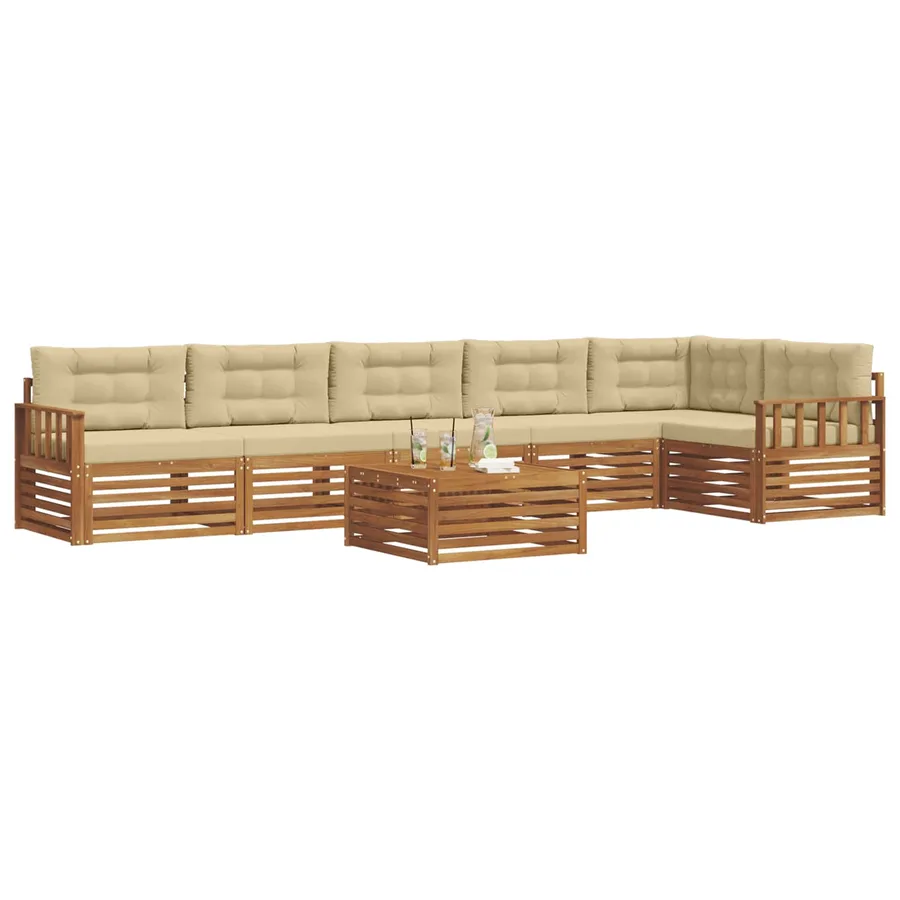 Ensemble de canapés d'extérieur 7 pcs Naturel et Beige - 3