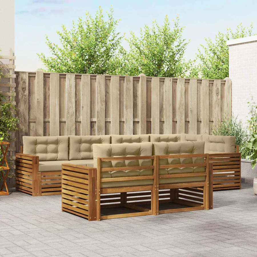 Ensemble de canapés d'extérieur 7 pcs Naturel et Beige