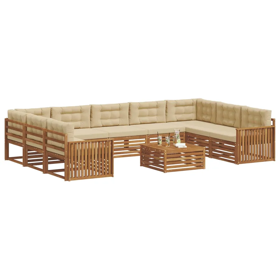 Ensemble de canapés d'extérieur 10 pcs Naturel et Beige - 3
