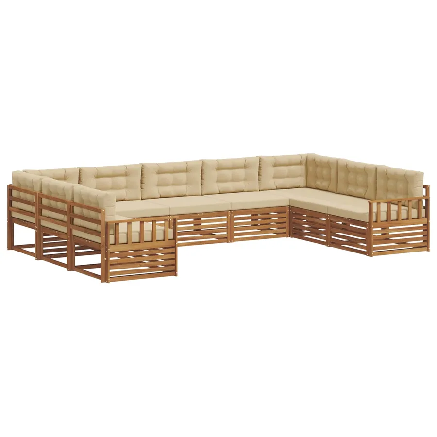 Ensemble de canapés d'extérieur 9 pcs Naturel et Beige - 2