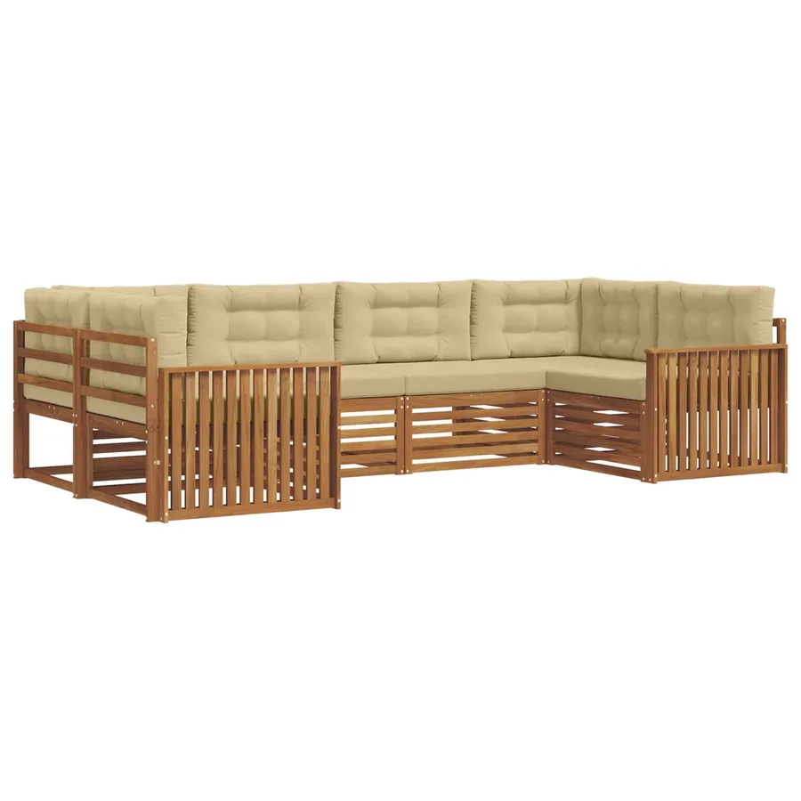 Ensemble de canapés d'extérieur 6 pcs Naturel et Beige - 2
