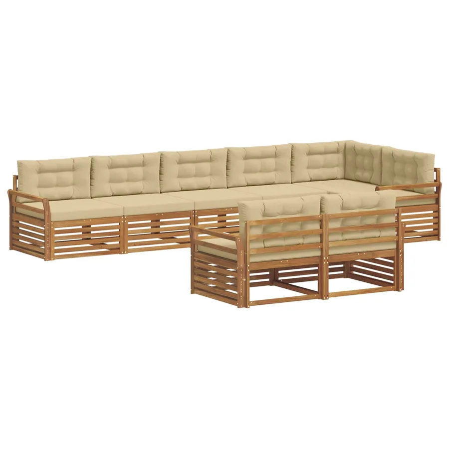 Ensemble de canapés d'extérieur 8 pcs Naturel et Beige - 2