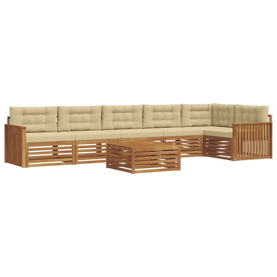 Ensemble de canapés d'extérieur 7 pcs Naturel et Beige - 2