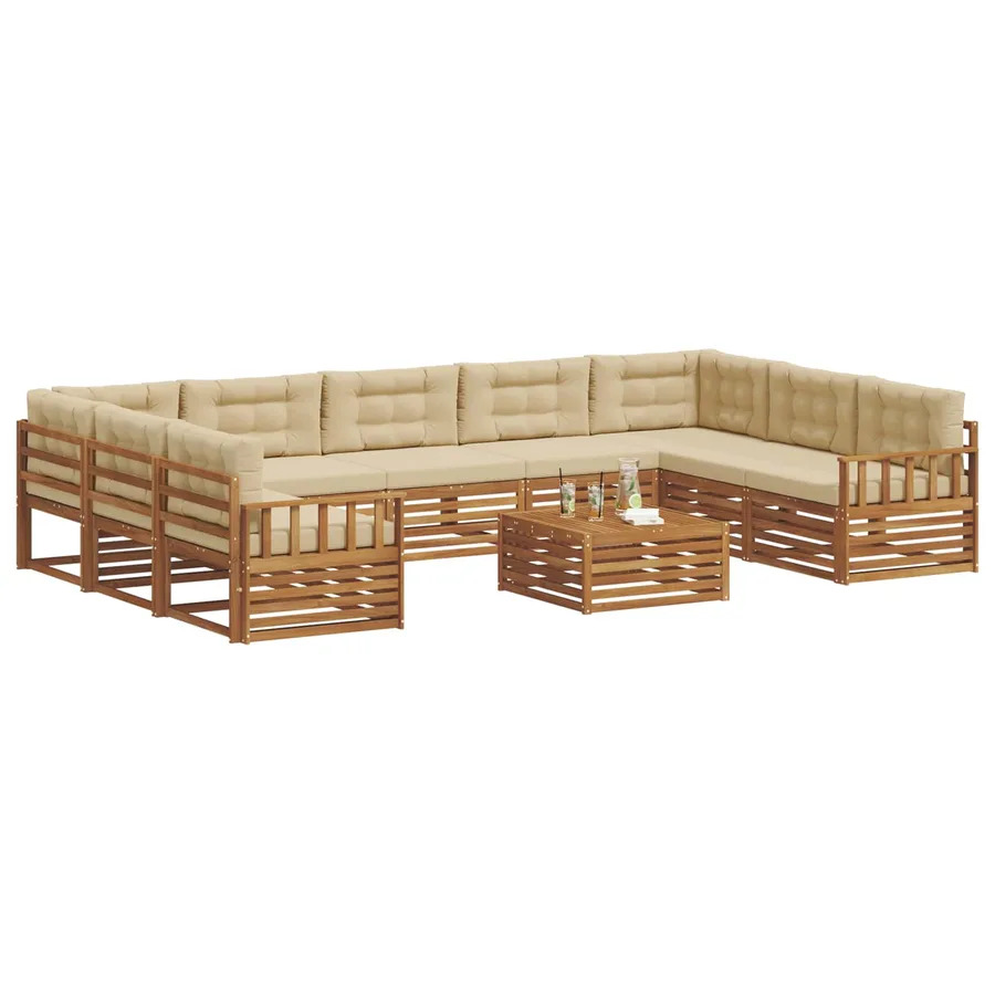 Ensemble de canapés d'extérieur 10 pcs Naturel et Beige - 3