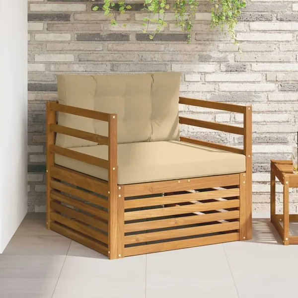 Canapé d’extérieur Bois d'acacia massif et polyester
