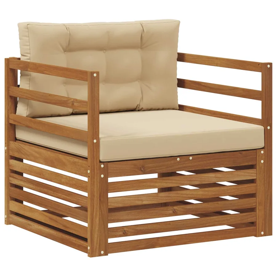 Canapé d’extérieur Bois d'acacia massif et polyester - 2