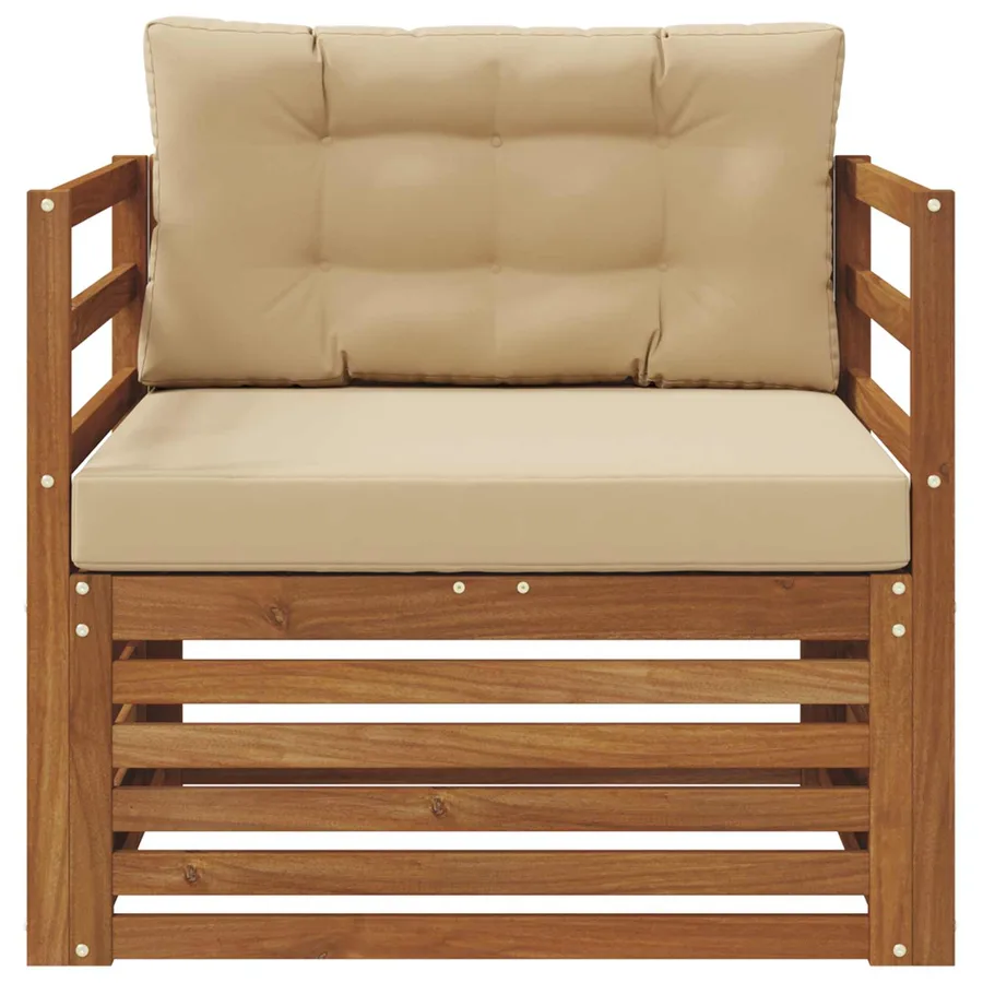 Canapé d’extérieur Bois d'acacia massif et polyester - 3