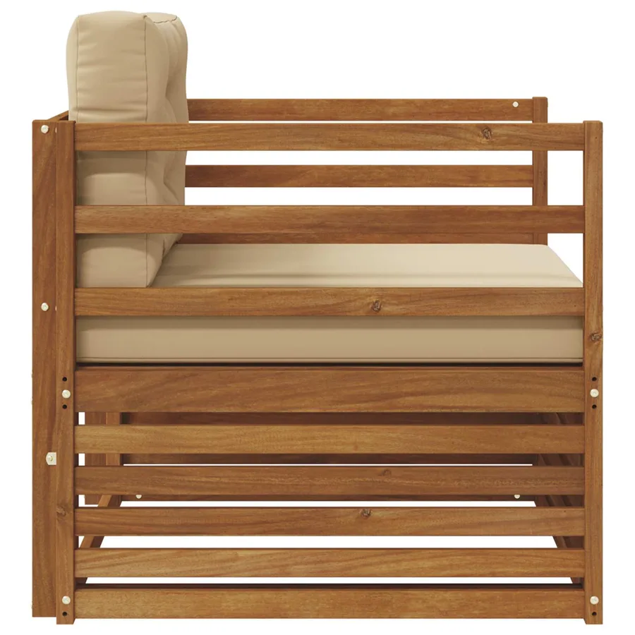 Canapé d’extérieur Bois d'acacia massif et polyester - 4