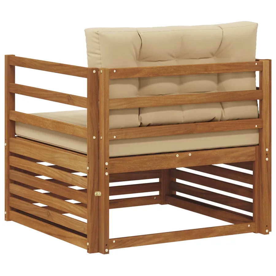 Canapé d’extérieur Bois d'acacia massif et polyester - 5