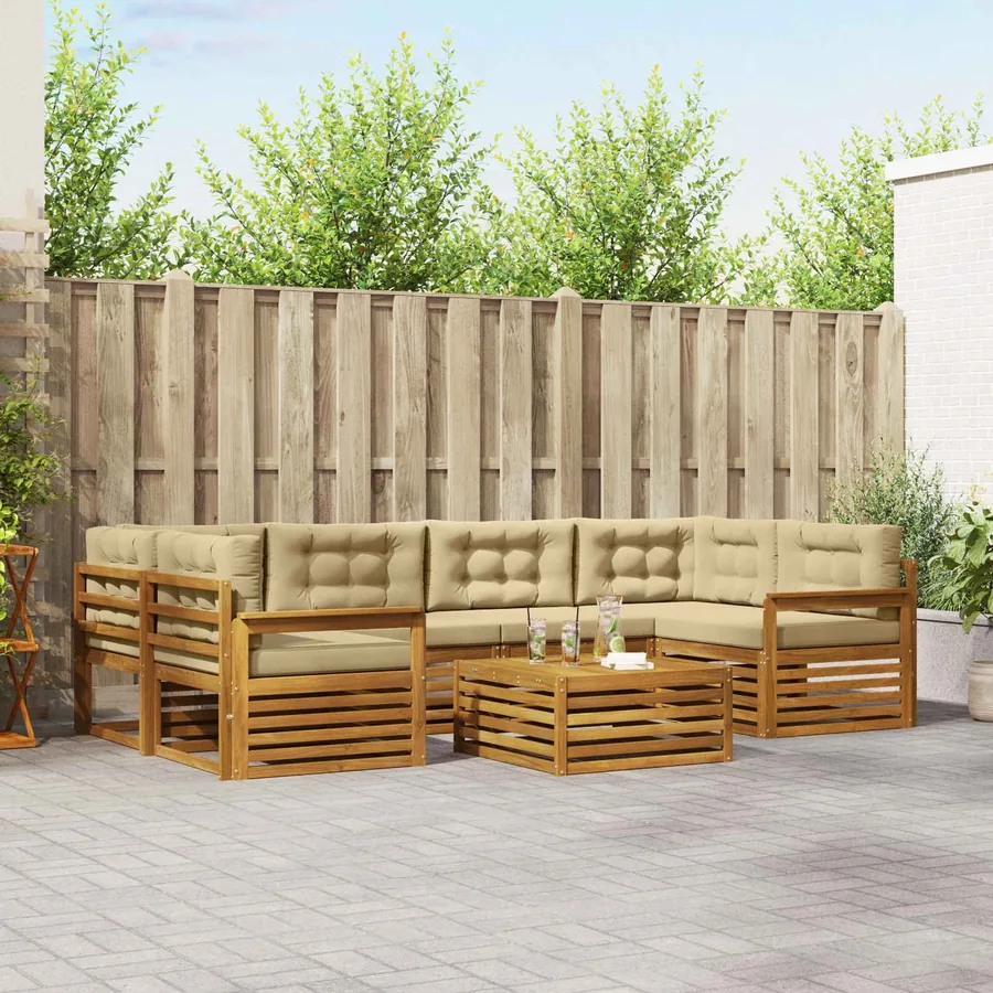 Ensemble de canapés d'extérieur 7 pcs Naturel et Beige
