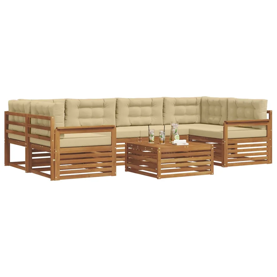 Ensemble de canapés d'extérieur 7 pcs Naturel et Beige - 3
