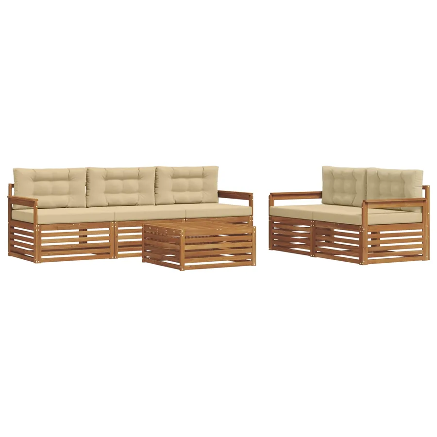 Ensemble de canapés d'extérieur 6 pcs Naturel et Beige - 2