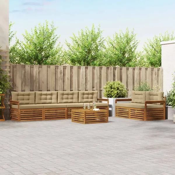 Ensemble de canapés d'extérieur 7 pcs Naturel et Beige