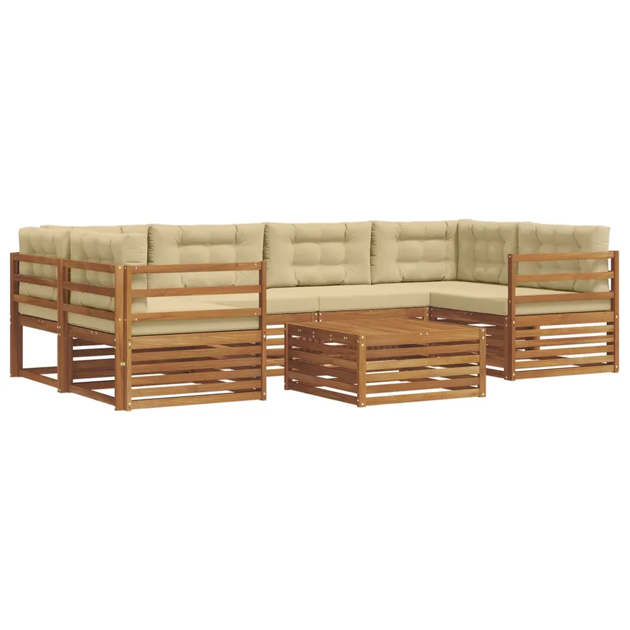 Ensemble de canapés d'extérieur 7 pcs Naturel et Beige - 2
