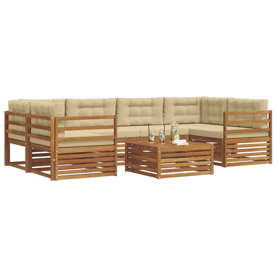 Ensemble de canapés d'extérieur 7 pcs Naturel et Beige - 3