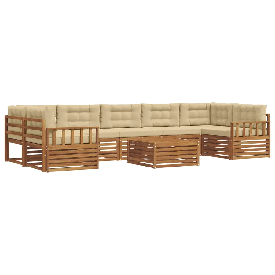 Ensemble de canapés d'extérieur 8 pcs Naturel et Beige - 2