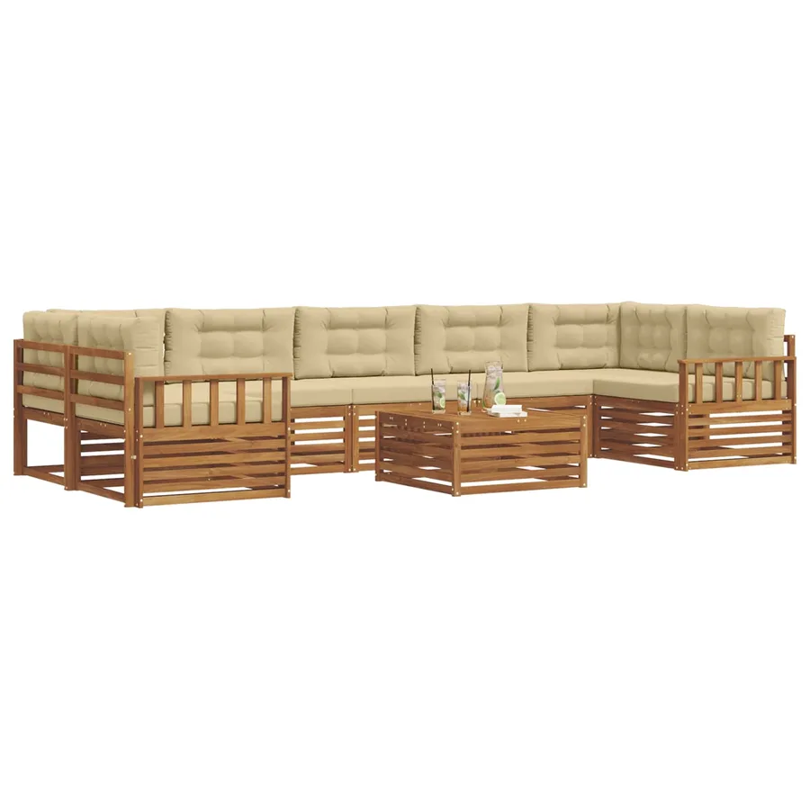 Ensemble de canapés d'extérieur 8 pcs Naturel et Beige - 3