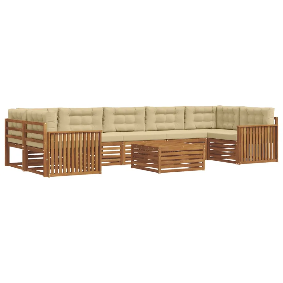 Ensemble de canapés d'extérieur 8 pcs Naturel et Beige - 2