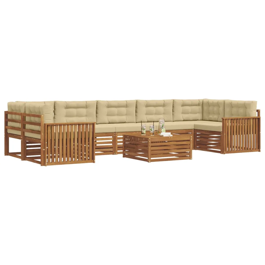 Ensemble de canapés d'extérieur 8 pcs Naturel et Beige - 3