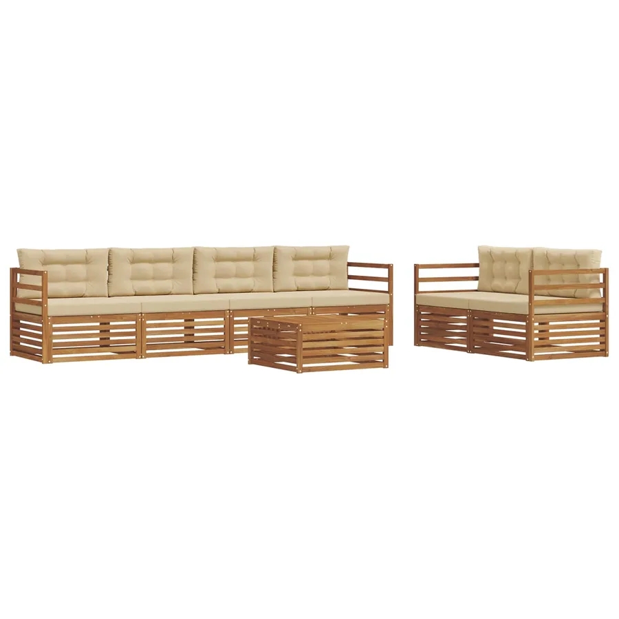 Ensemble de canapés d'extérieur 7 pcs Naturel et Beige - 2