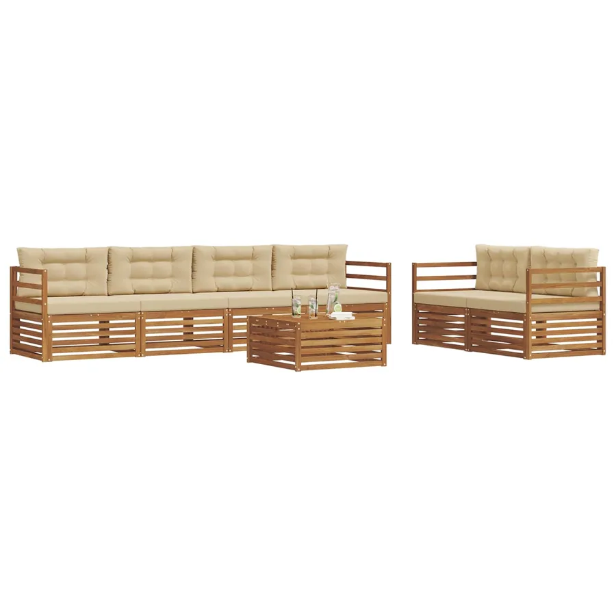 Ensemble de canapés d'extérieur 7 pcs Naturel et Beige - 3