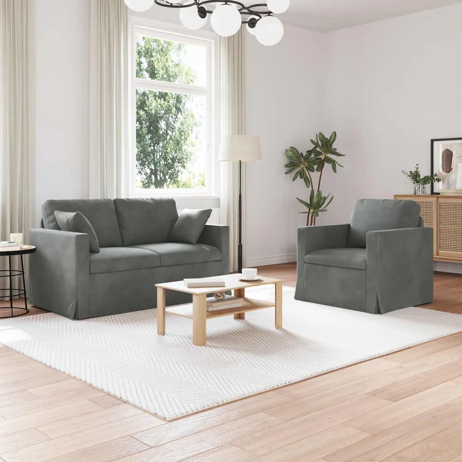 Ensemble de Canapés 2 pcs Gris foncé 138 x 78 x 80 cm Velours