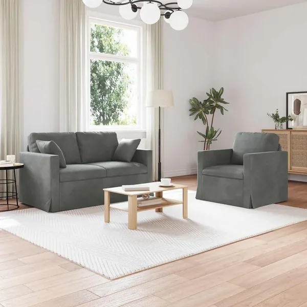 Ensemble de Canapés 2 pcs Gris foncé 138 x 78 x 80 cm Velours