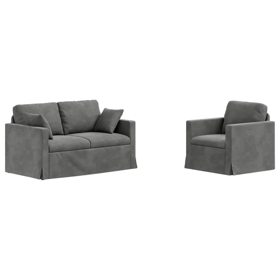 Ensemble de Canapés 2 pcs Gris foncé 138 x 78 x 80 cm Velours - 2