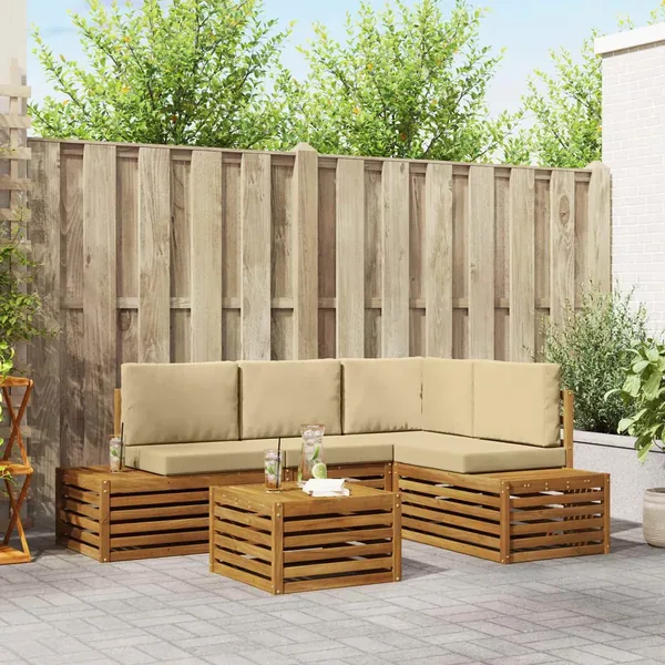 Ensemble de canapés d'extérieur avec coussin Naturel et Beige