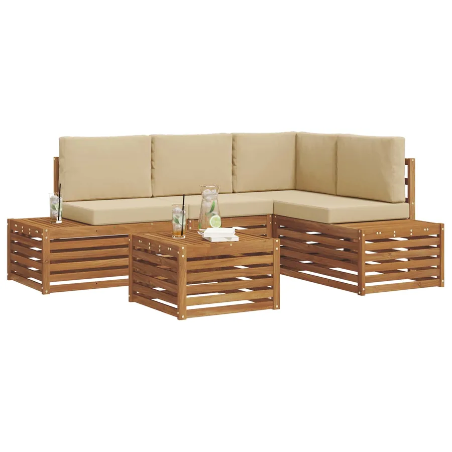 Ensemble de canapés d'extérieur avec coussin Naturel et Beige - 3