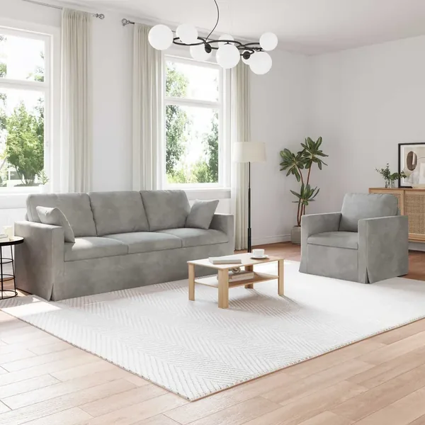 Ensemble de Canapés 2 pcs Gris clair 198 x 78 x 80 cm Velours