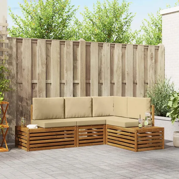 Ensemble de canapés d'extérieur 4 Pièce Naturel et Beige